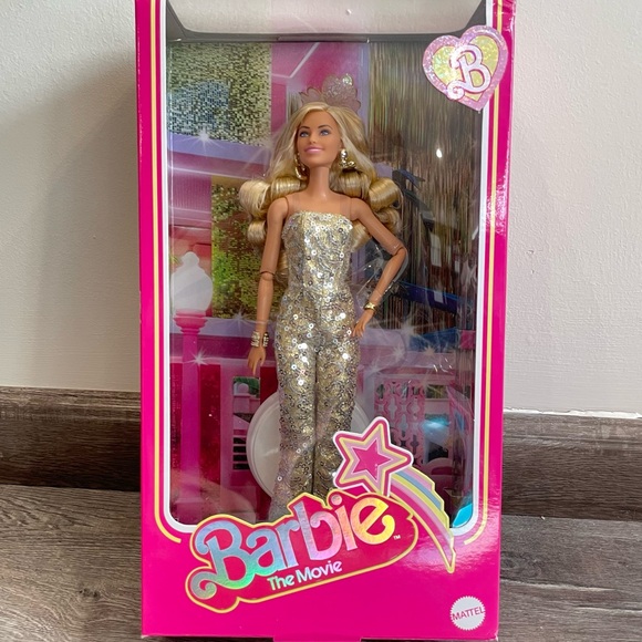 Mattel Barbie The Movie Margot Robbie Doll in Glittering Gold Jumpsuit